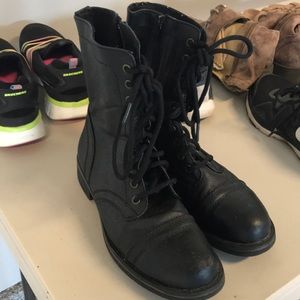 Black combat boots